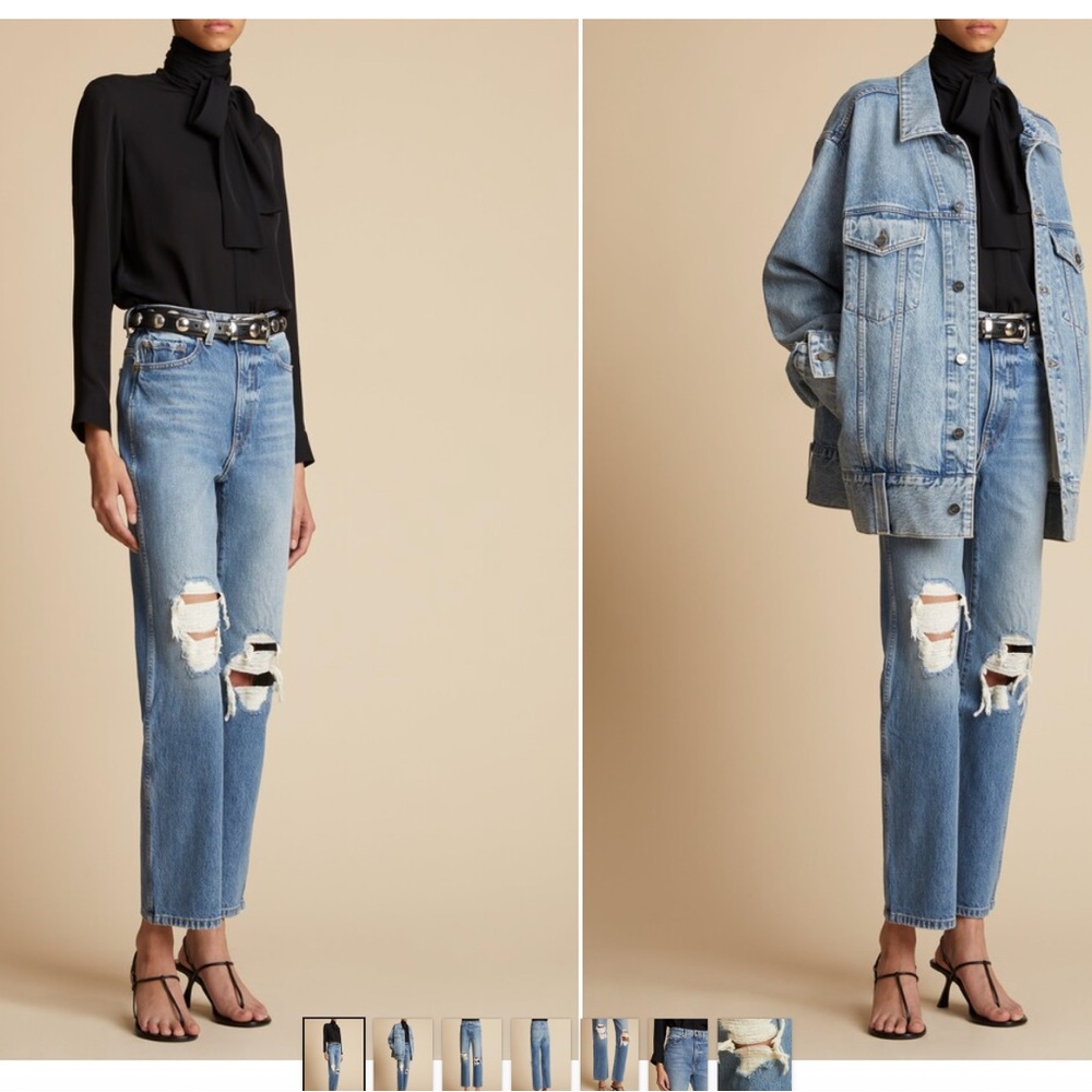 Khaite Abigail Blue Distressed Denim Jeans